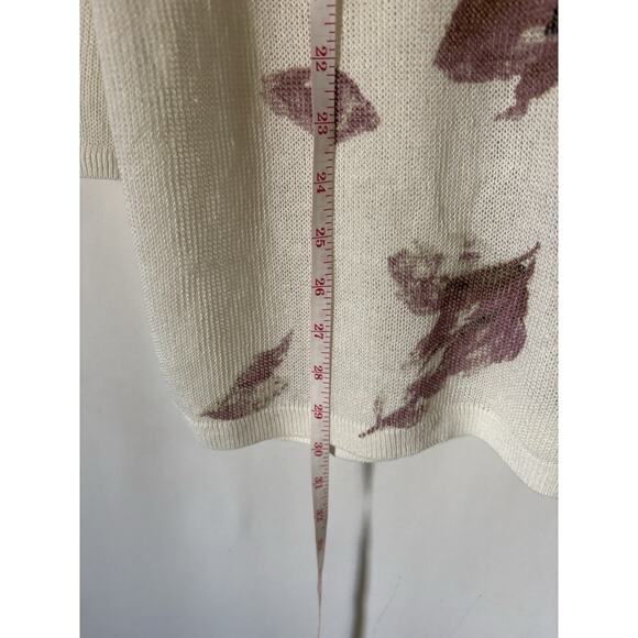 J. Jill Sweater Large Floral Lightweight Vneck Relaxed New Linen Blend - Picture 12 of 14